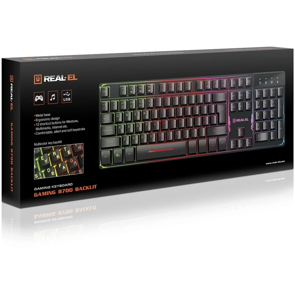 Клавіатура REAL-EL Gaming 8700 Black, EL123100015 UA