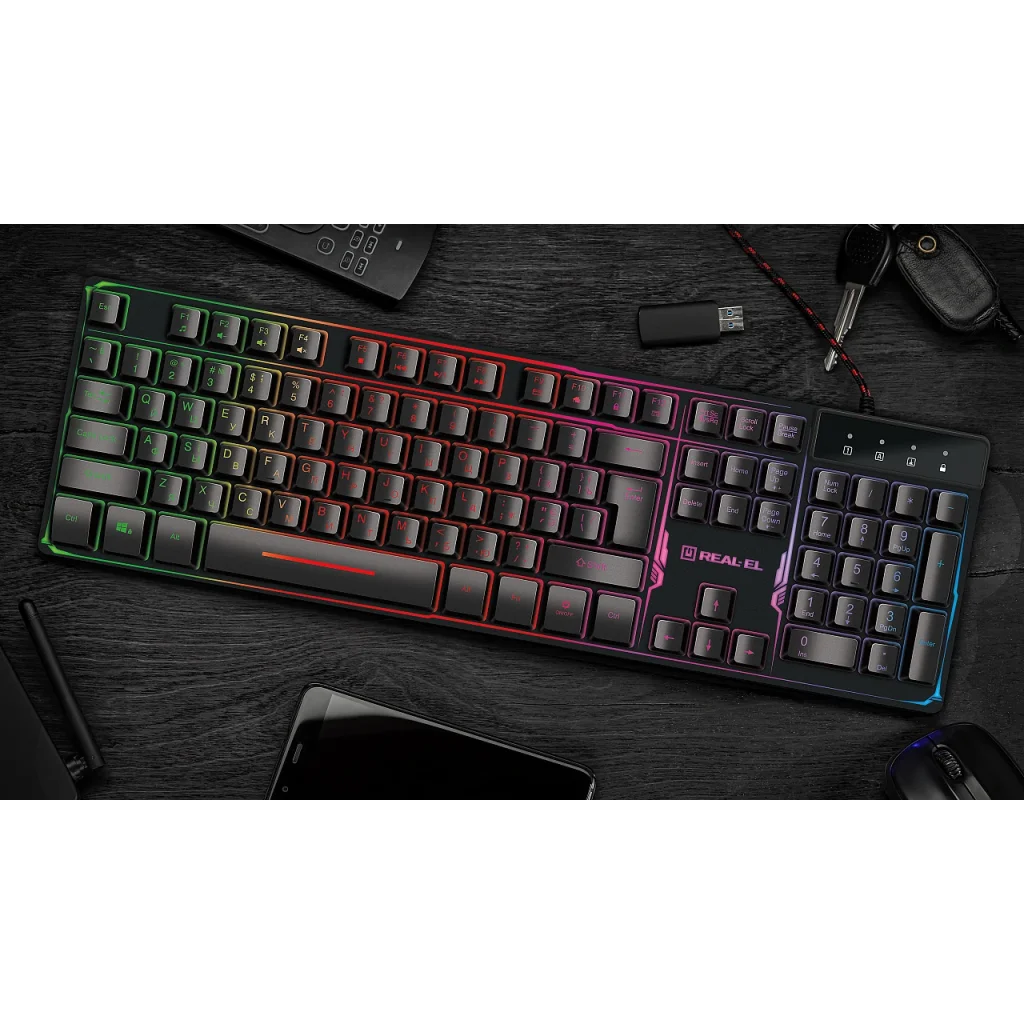 Клавіатура REAL-EL Gaming 8700 Black, EL123100015 UA