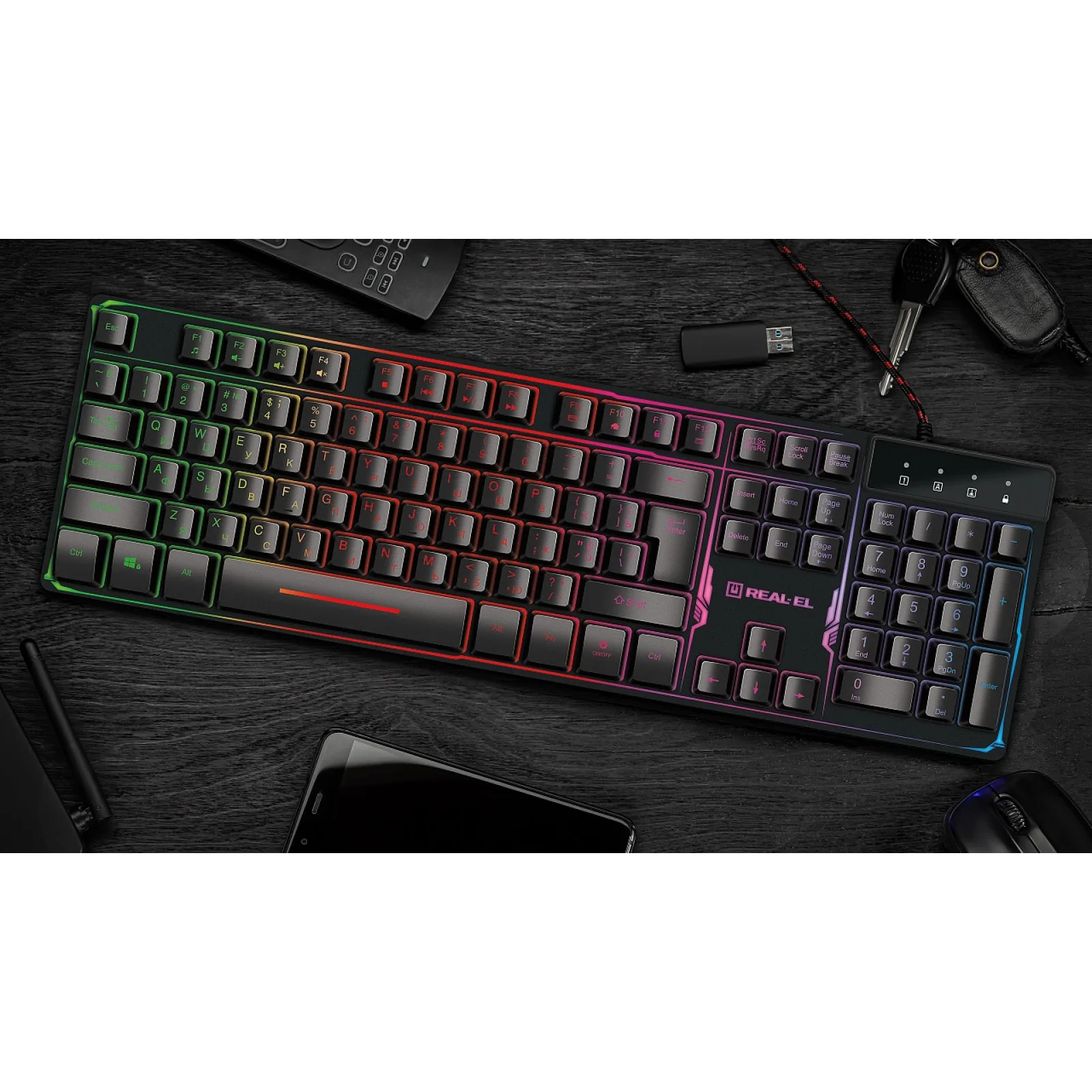Клавиатура REAL-EL Gaming 8700 Black, EL123100015 UA