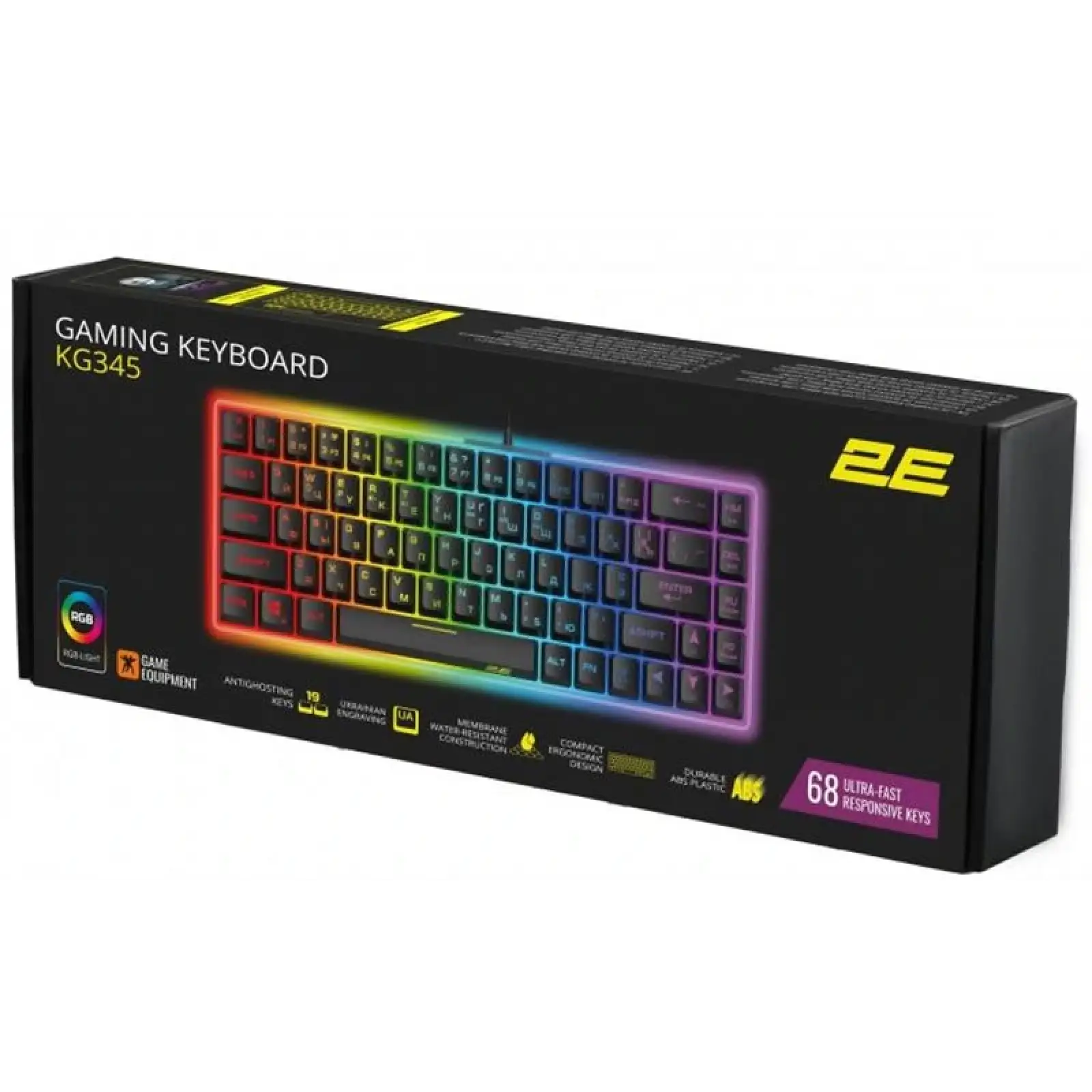 Клавіатура 2E Gaming KG345 RGB 68key USB Transparent, 2E-KG345TR UA