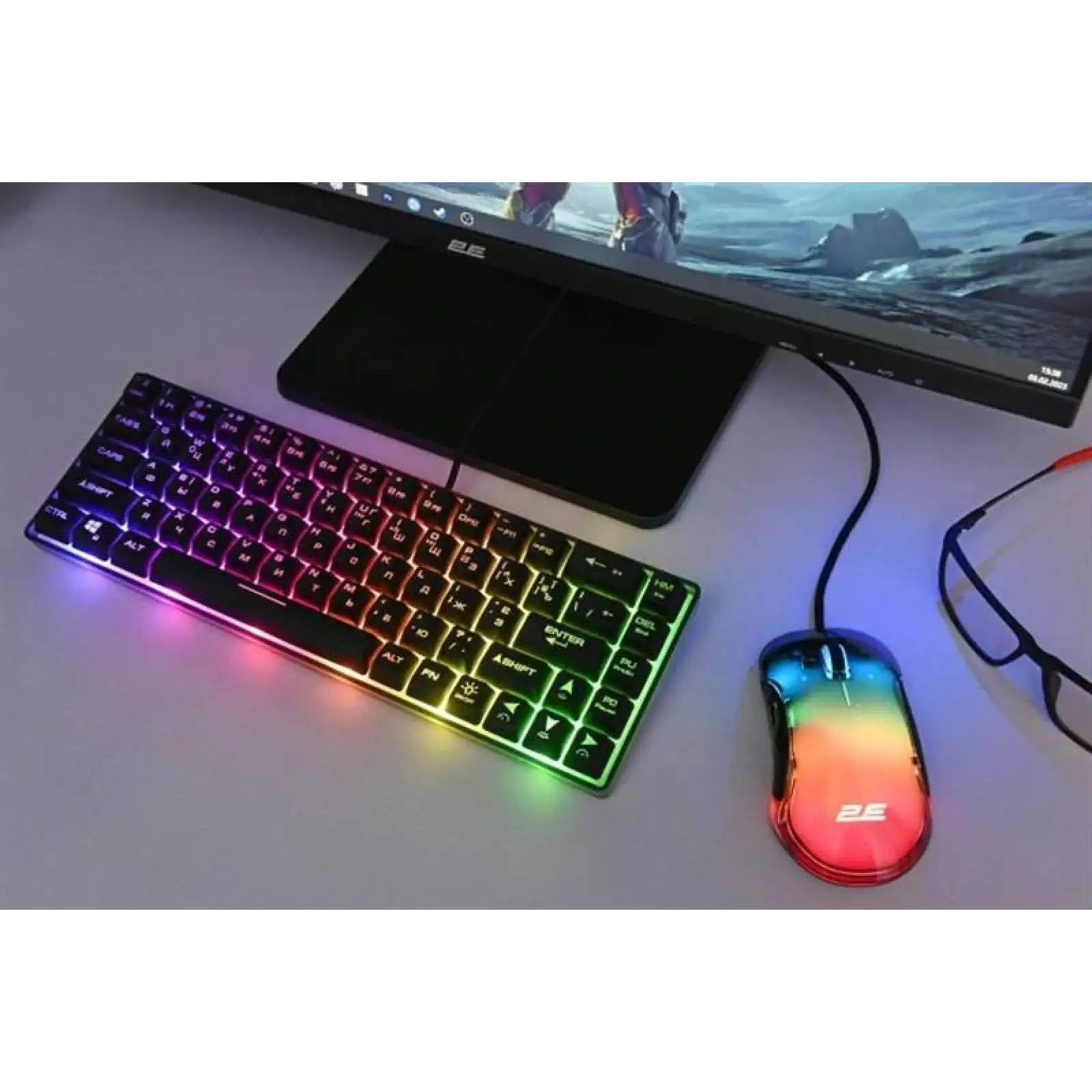 Клавіатура 2E Gaming KG345 RGB 68key USB Transparent, 2E-KG345TR UA