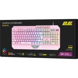 Клавиатура 2E Gaming KG315 RGB USB Pink Ukr (2E-KG315UPK) UA