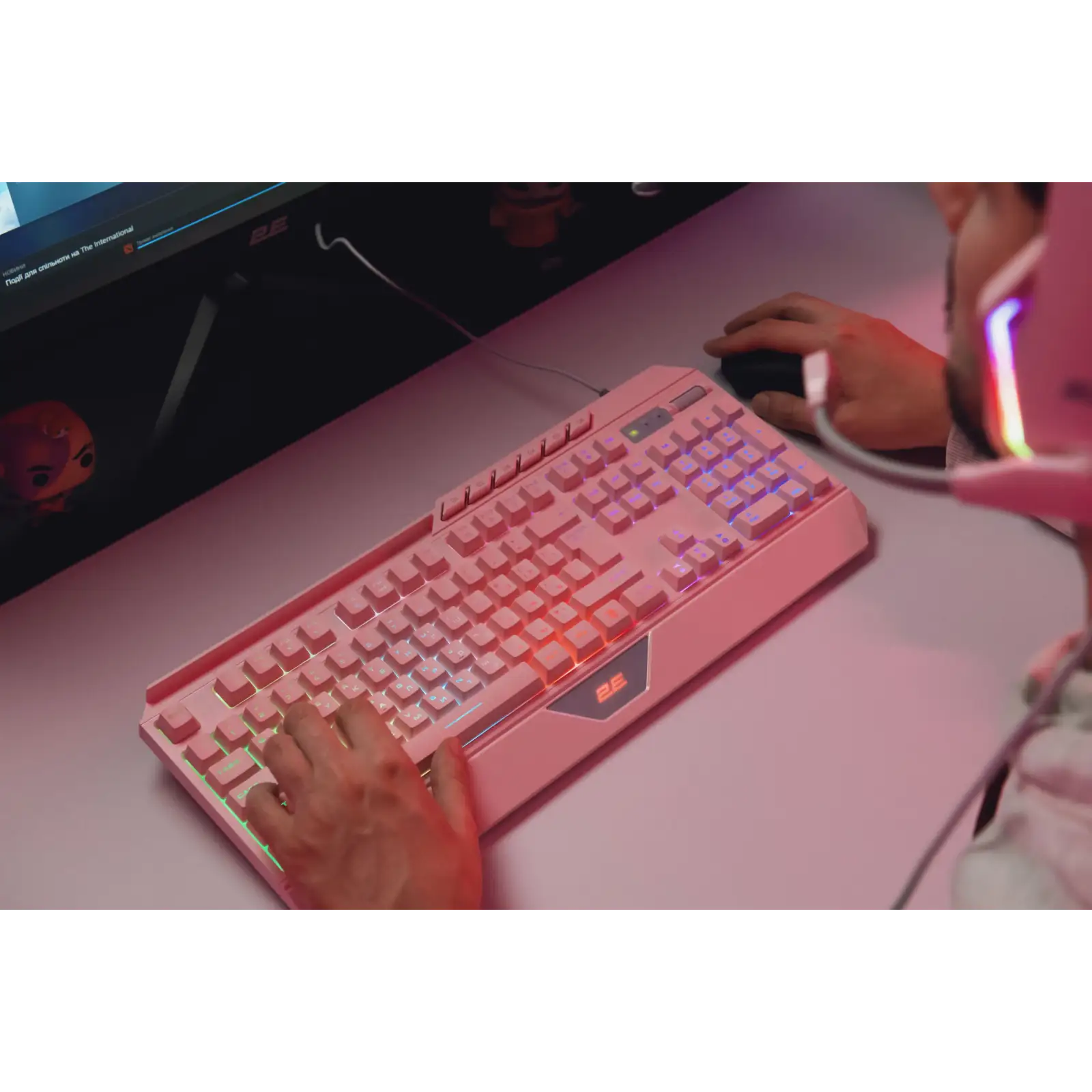 Клавиатура 2E Gaming KG315 RGB USB Pink Ukr (2E-KG315UPK) UA