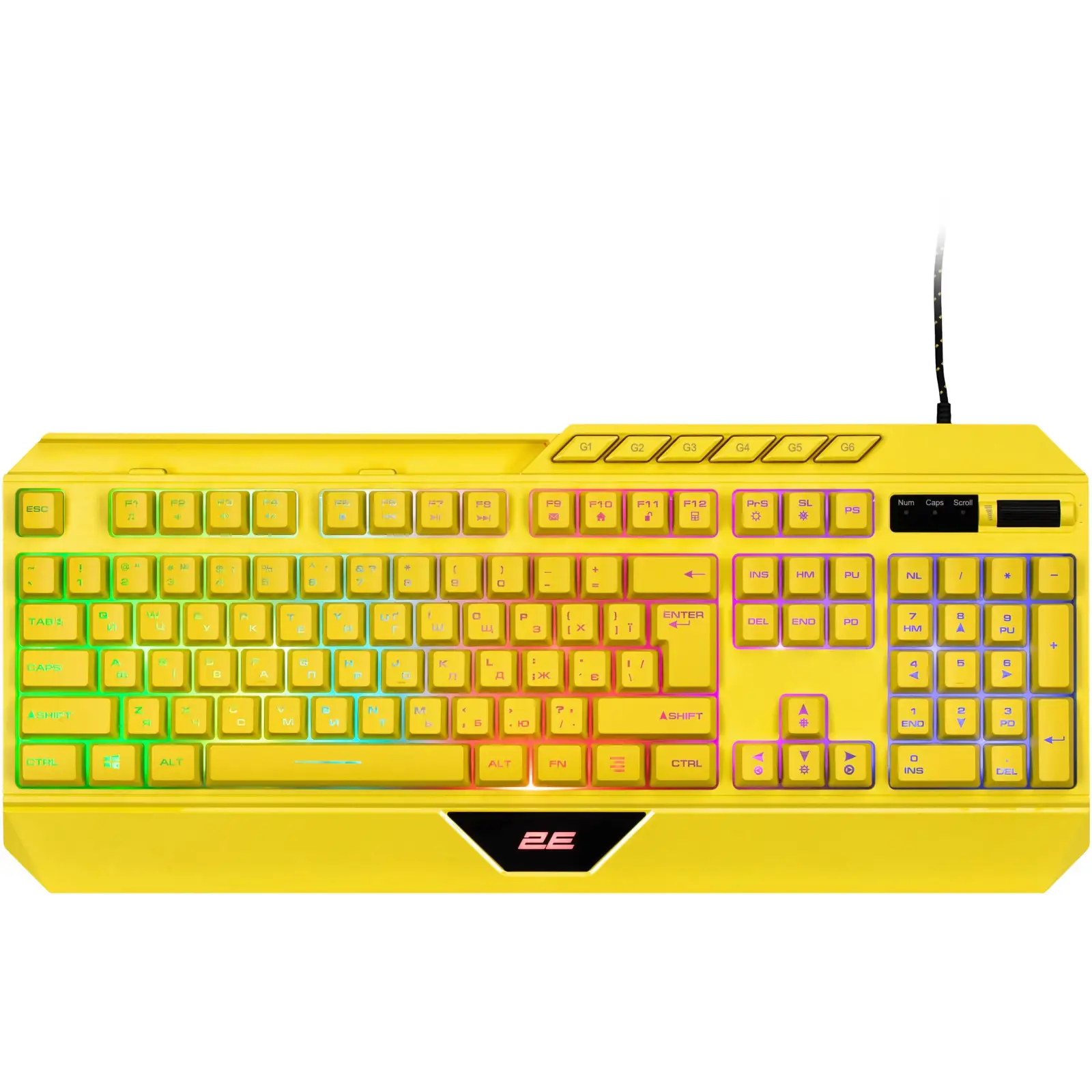 Клавіатура 2E Gaming KG315 RGB USB Yellow Ukr (2E-KG315UYW) UA