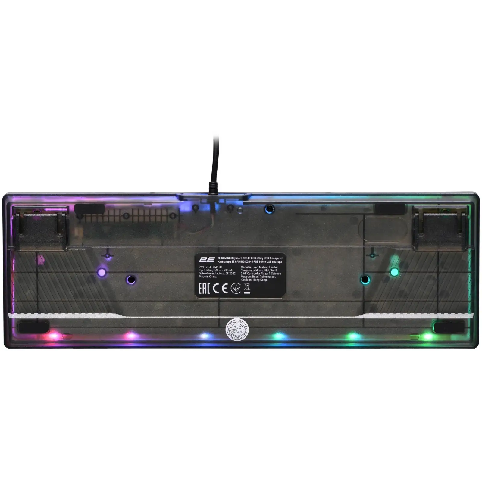 Клавіатура 2E Gaming KG345 RGB 68key USB Transparent, 2E-KG345TR UA
