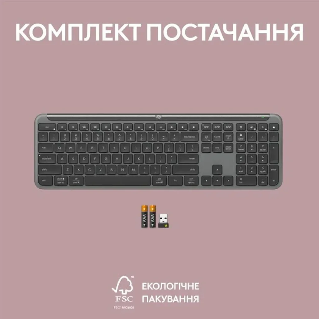 Клавиатура беспроводная Logitech Signature Slim K950 US Graphite USB (920-012465) UA