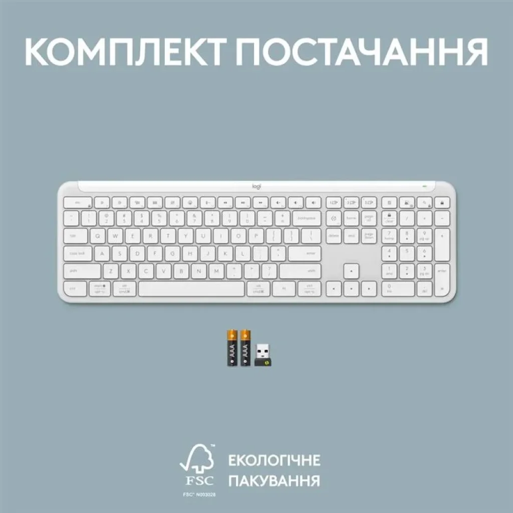 Клавиатура беспроводная Logitech Signature Slim K950 US OffWhite USB (920-012466) UA