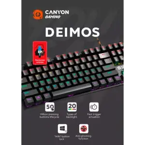 Клавіатура Canyon Deimos GK-4 Rainbow LED ENG/UKR USB Black (CND-SKB4-US) UA