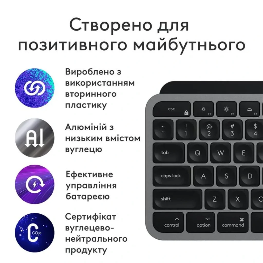 Клавиатура беспроводная Logitech MX Keys S for Mac Space Grey (920-011637) UA