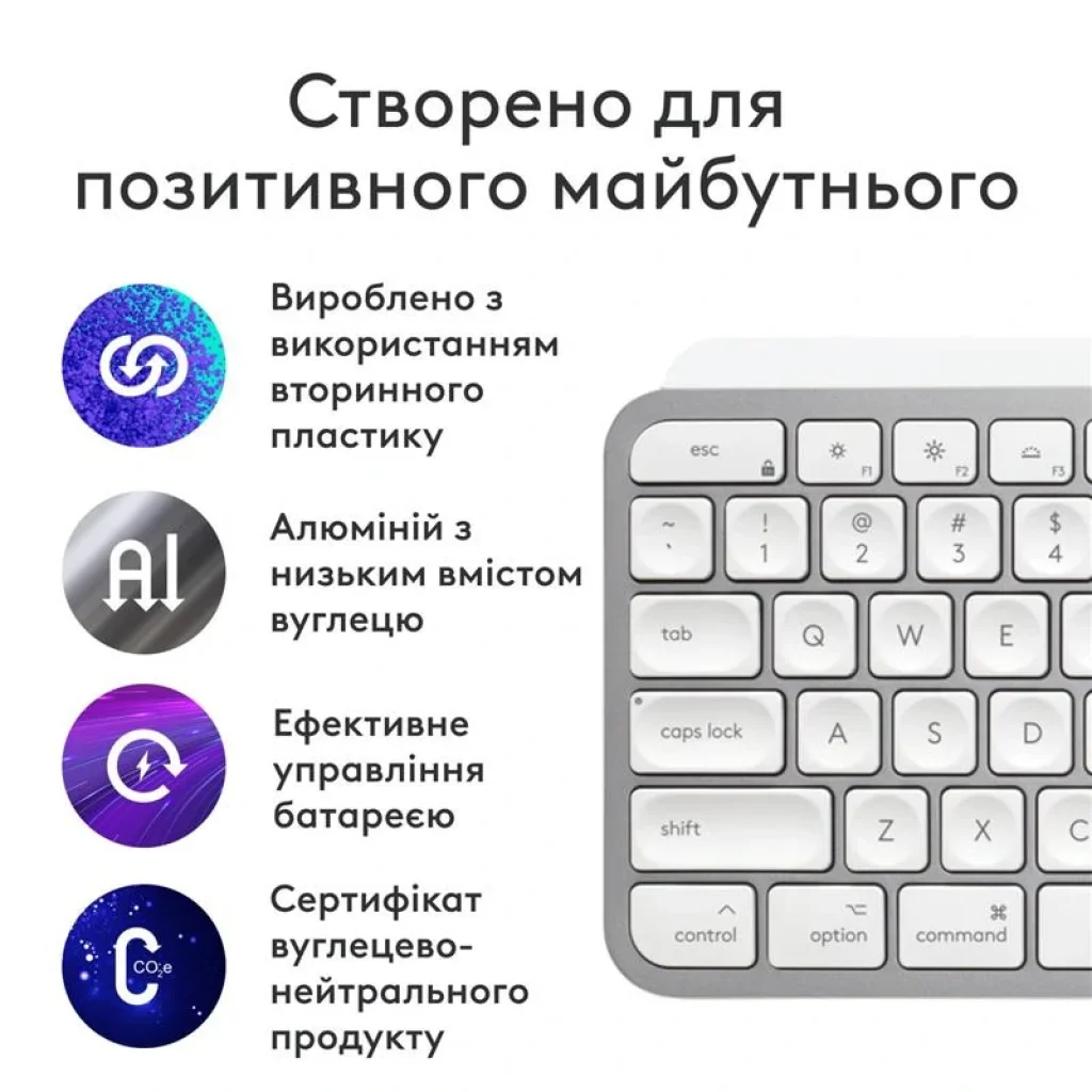 Клавиатура беспроводная Logitech MX Keys S for Mac Pale Grey (920-011638) UA