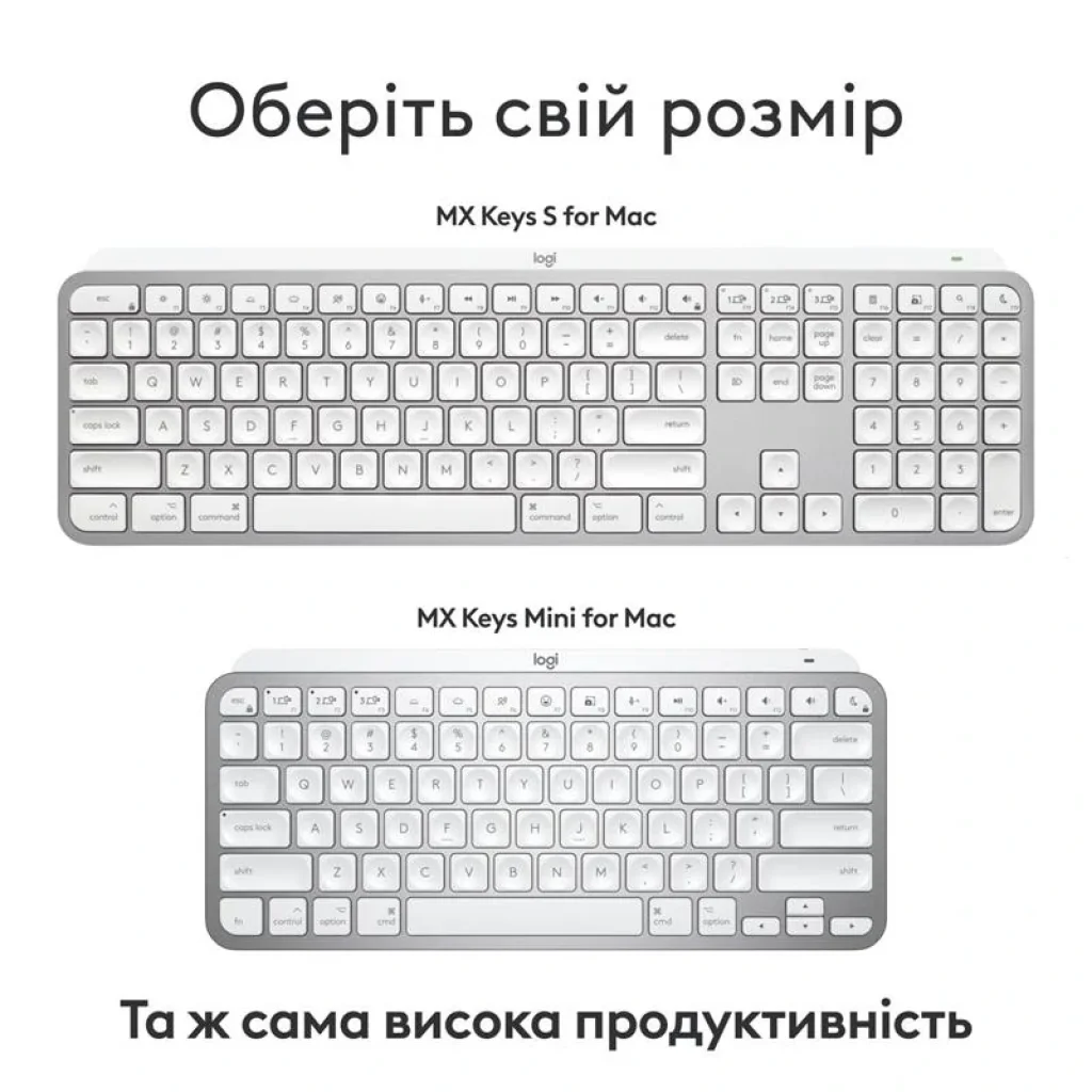 Клавиатура беспроводная Logitech MX Keys S for Mac Pale Grey (920-011638) UA