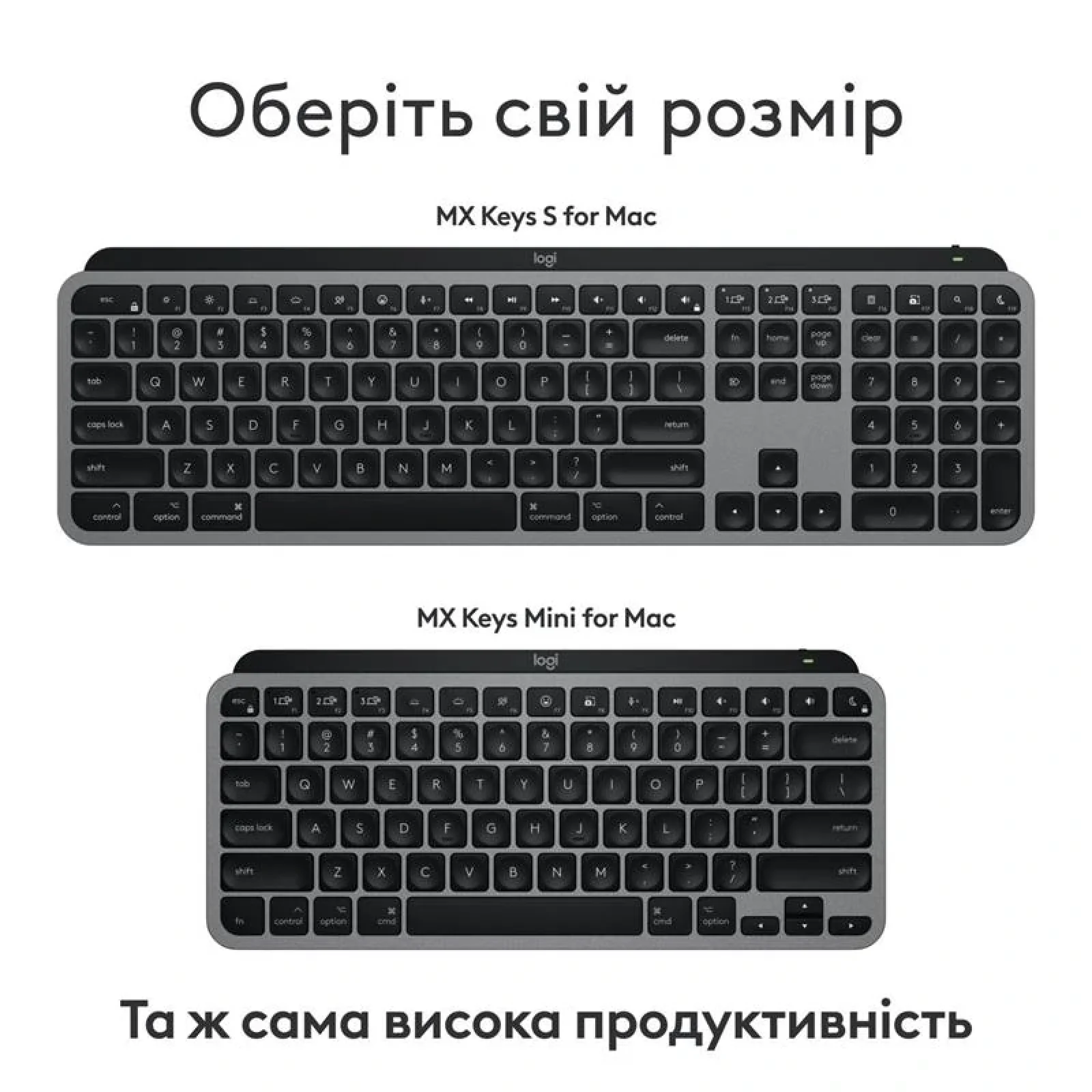 Клавиатура беспроводная Logitech MX Keys Mini for Mac Minimalist Wireless Illuminated Space Gray (920-012652) UA
