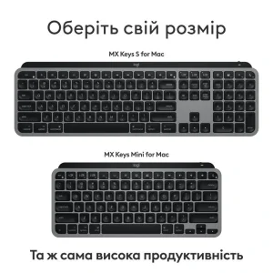 Клавіатура бездротова Logitech MX Keys Mini for Mac Minimalist Wireless Illuminated Space Gray (920-012652) UA