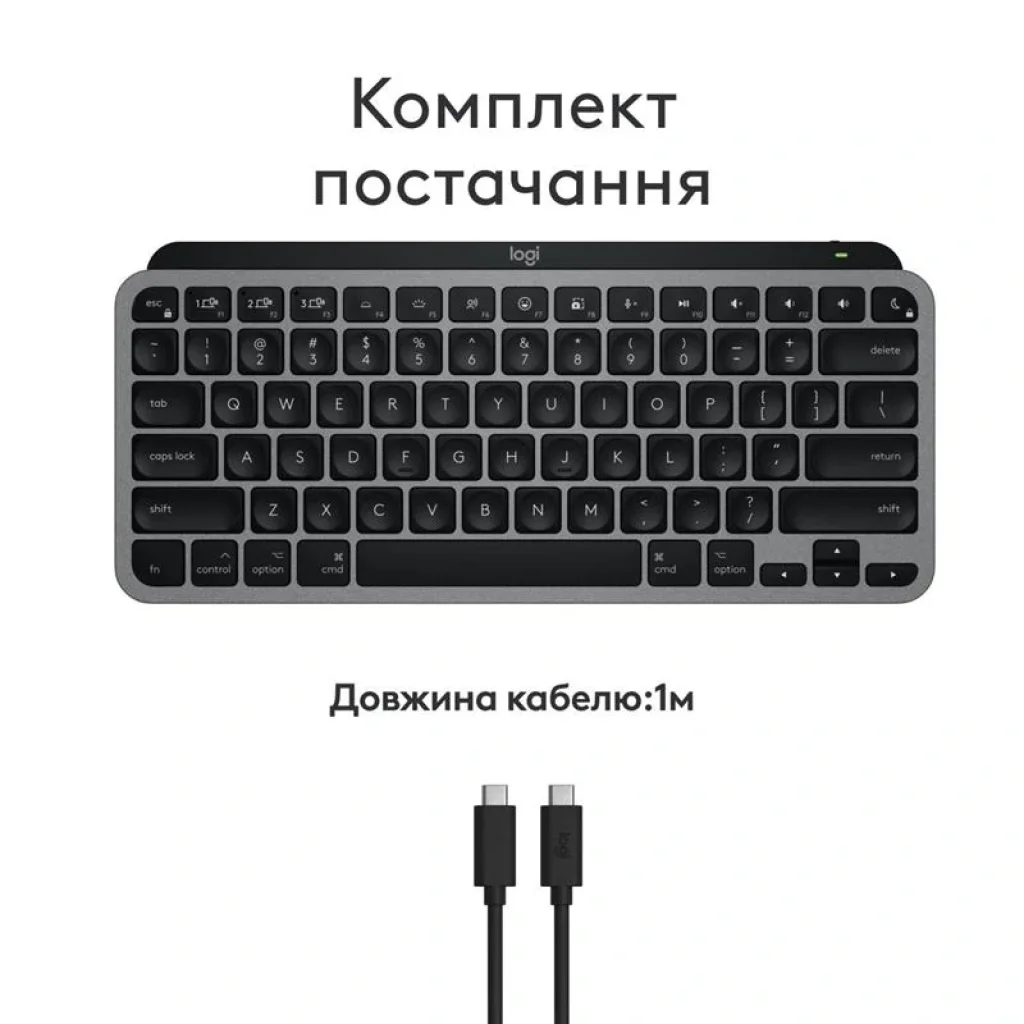 Клавіатура бездротова Logitech MX Keys Mini for Mac Minimalist Wireless Illuminated Space Gray (920-012652) UA
