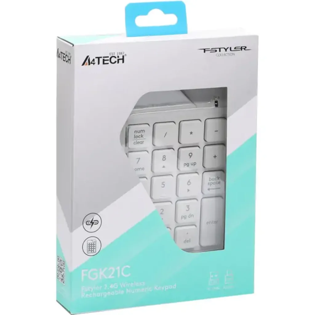 Клавиатура цифровая A4Tech Fstyler FGK21C White, FGK21C (White) UA