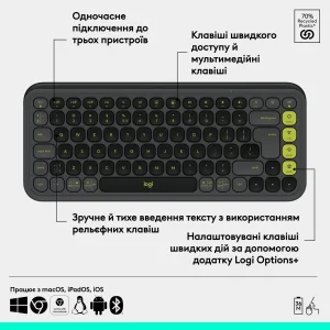 Клавіатура бездротова Logitech Pop Icon Keys Graphite (920-013157) UA