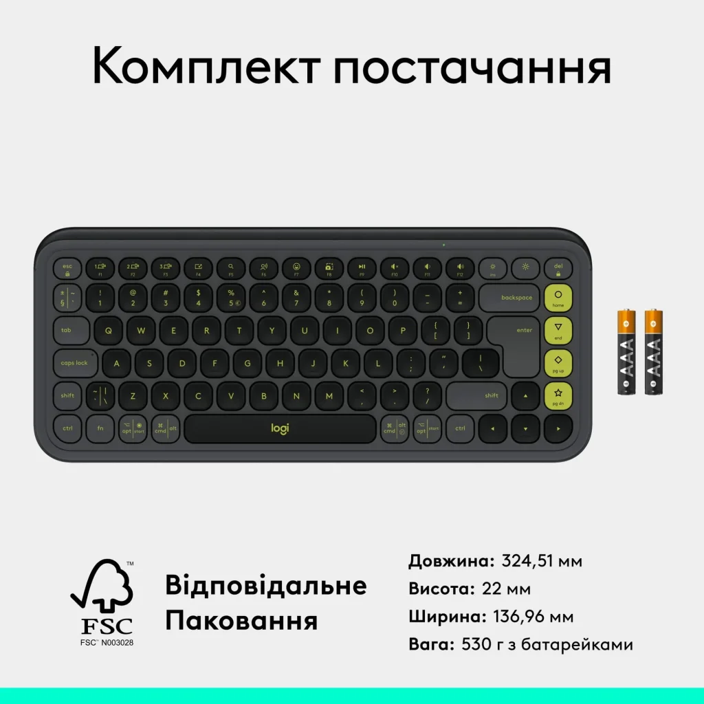 Клавіатура бездротова Logitech Pop Icon Keys Graphite (920-013157) UA
