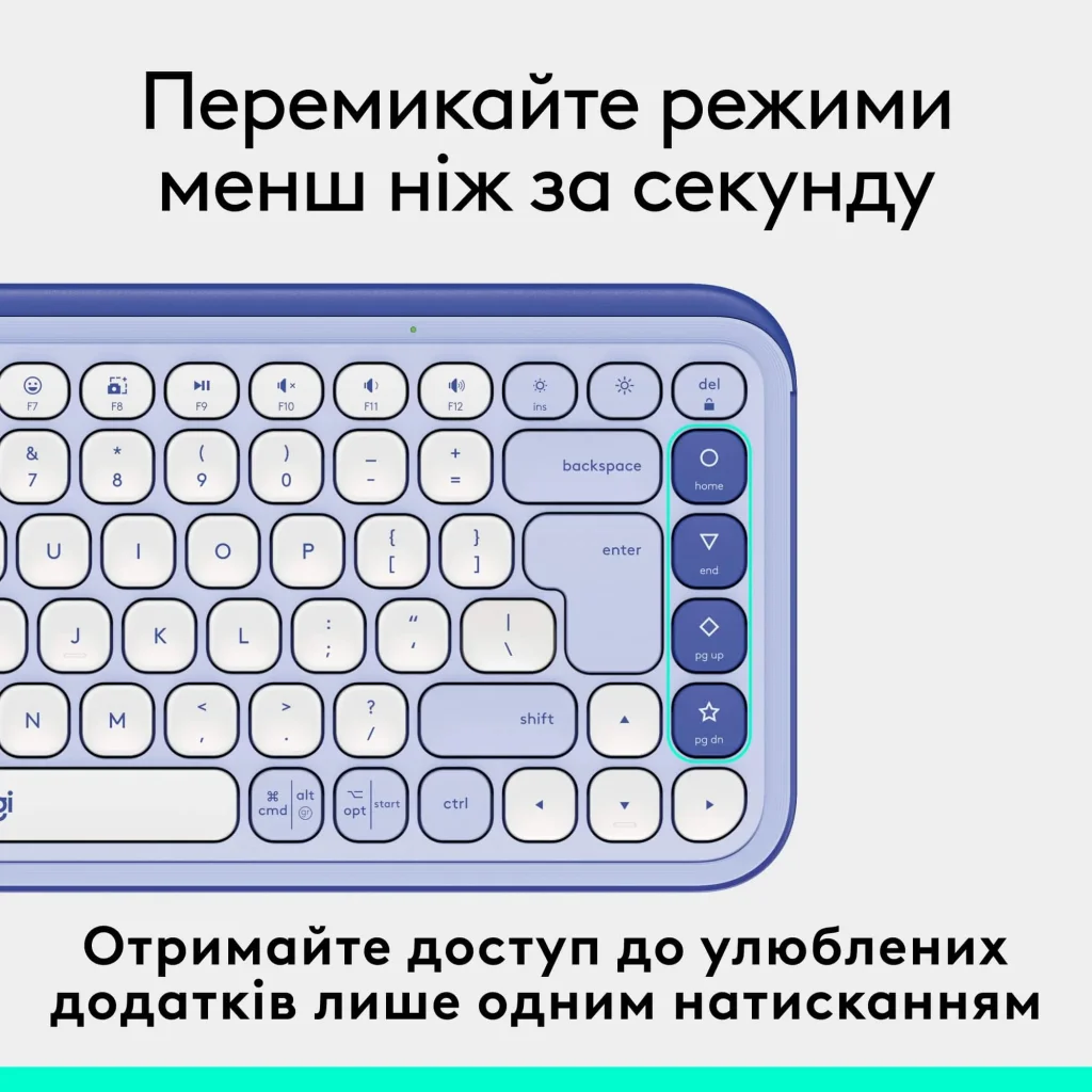 Клавіатура бездротова Logitech Pop Icon Keys Lilac (920-013074) UA