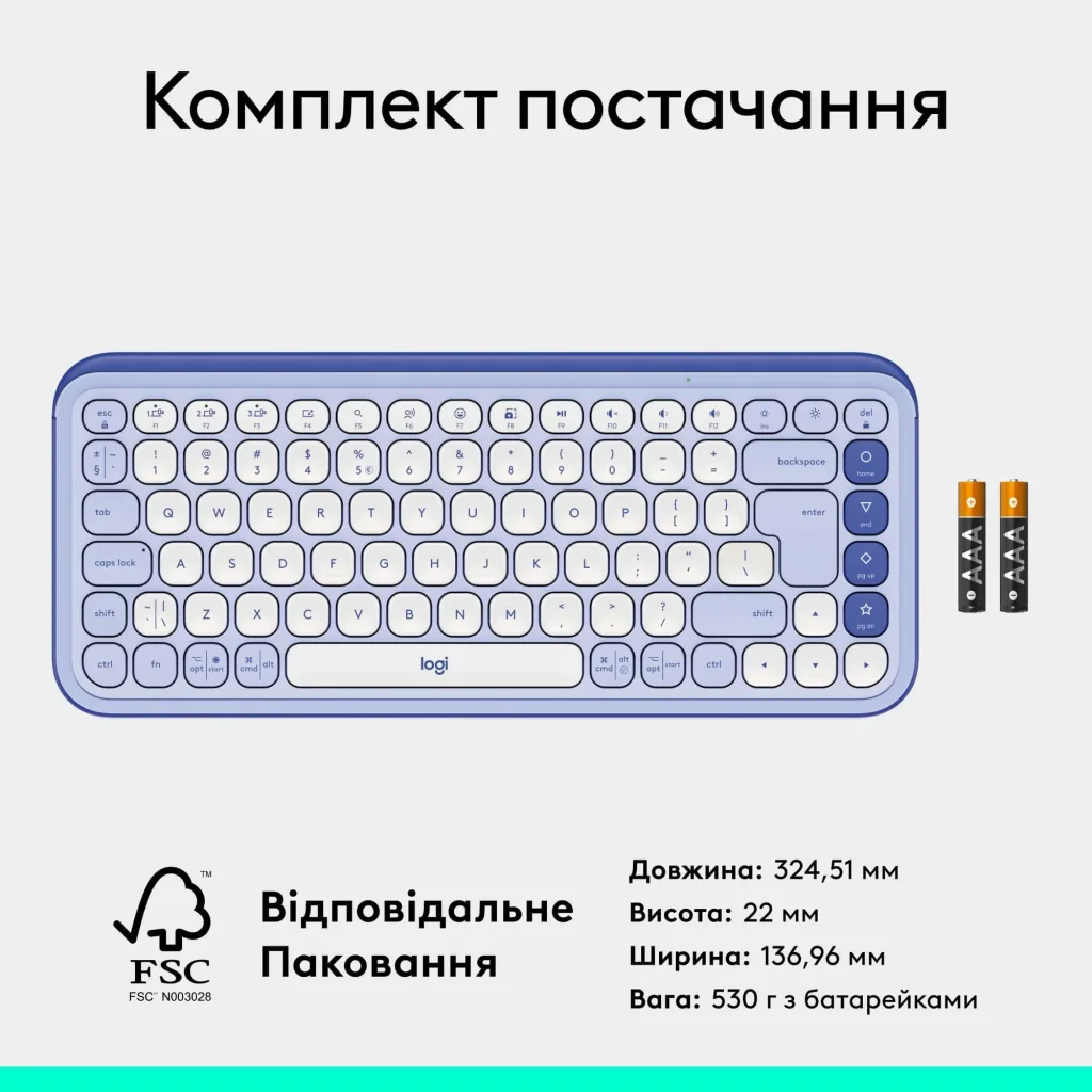 Клавіатура бездротова Logitech Pop Icon Keys Lilac (920-013074) UA