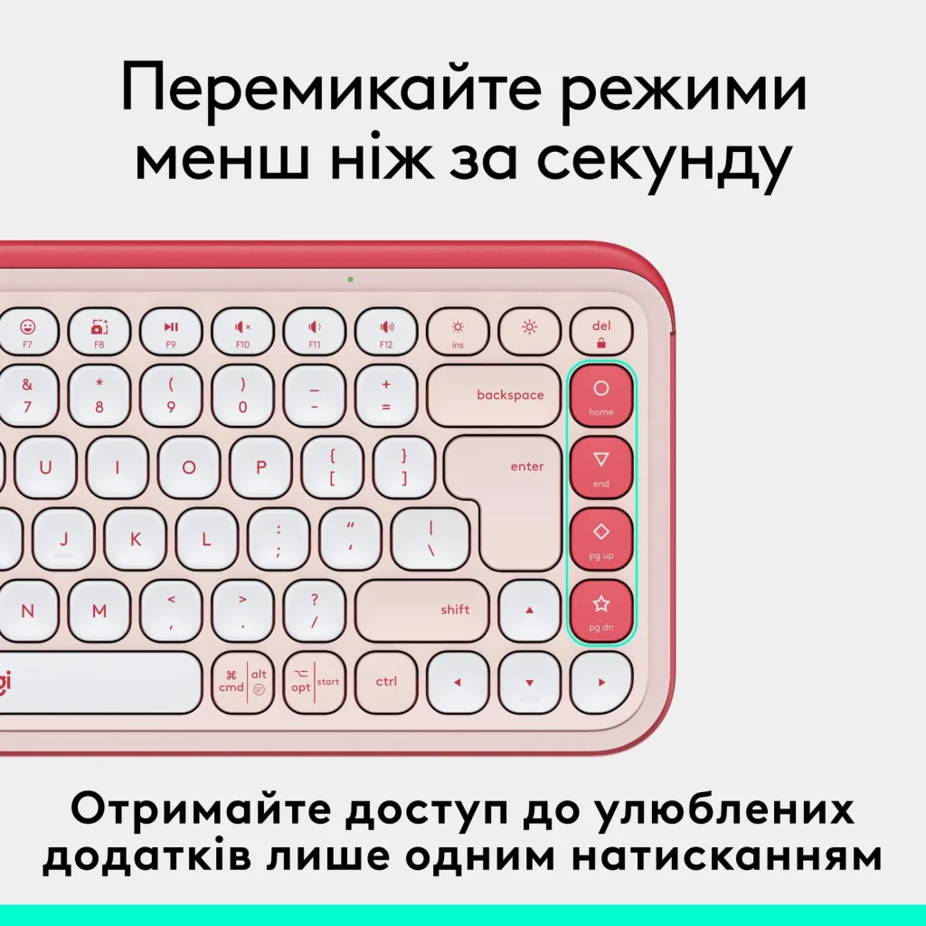 Клавіатура бездротова Logitech Pop Icon Keys Rose (920-013073) UA