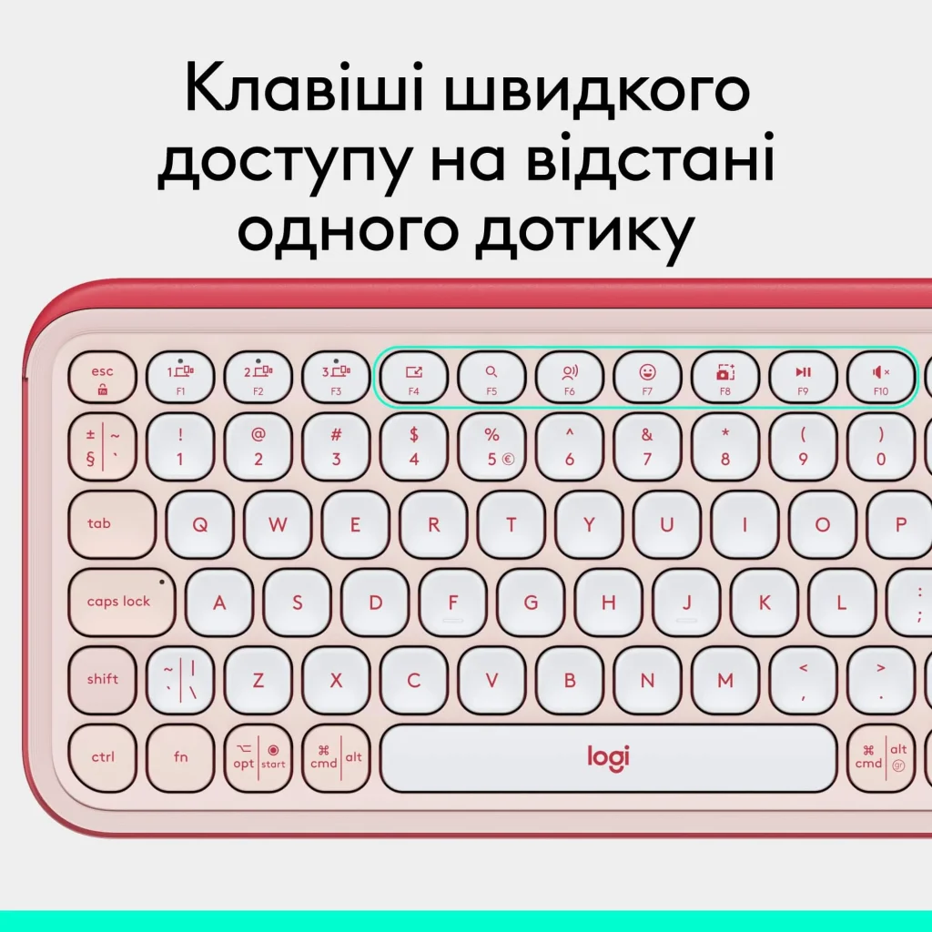 Клавіатура бездротова Logitech Pop Icon Keys Rose (920-013073) UA