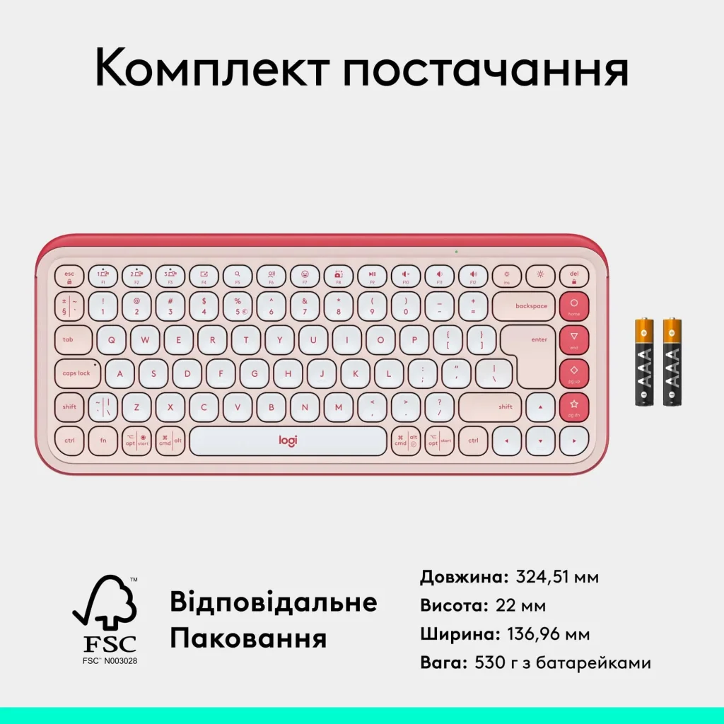 Клавіатура бездротова Logitech Pop Icon Keys Rose (920-013073) UA