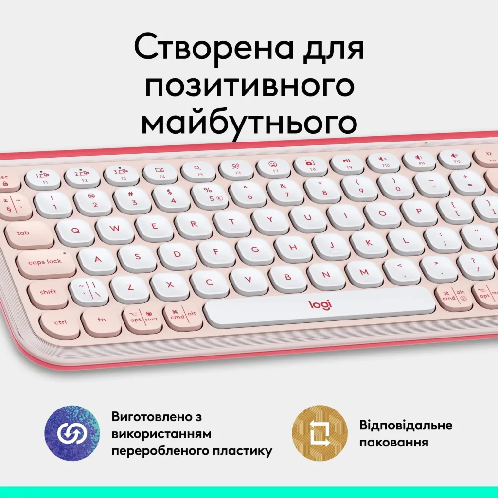 Клавіатура бездротова Logitech Pop Icon Keys Rose (920-013073) UA