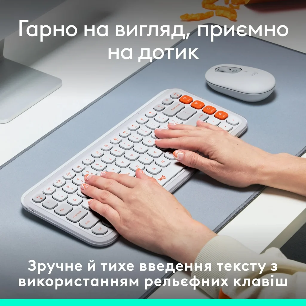 Клавиатура беспроводная Logitech Pop Icon Keys Off White (920-013072) UA