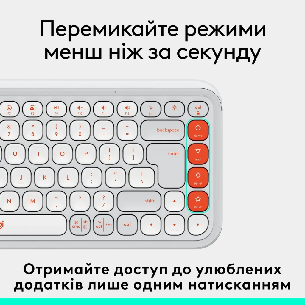 Клавиатура беспроводная Logitech Pop Icon Keys Off White (920-013072) UA