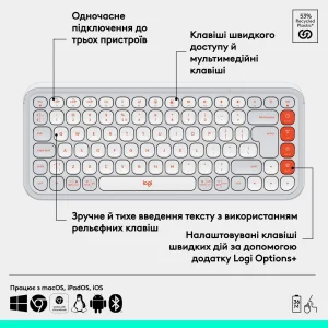 Клавиатура беспроводная Logitech Pop Icon Keys Off White (920-013072) UA