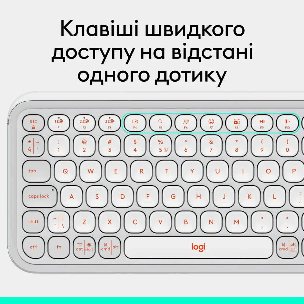Клавиатура беспроводная Logitech Pop Icon Keys Off White (920-013072) UA