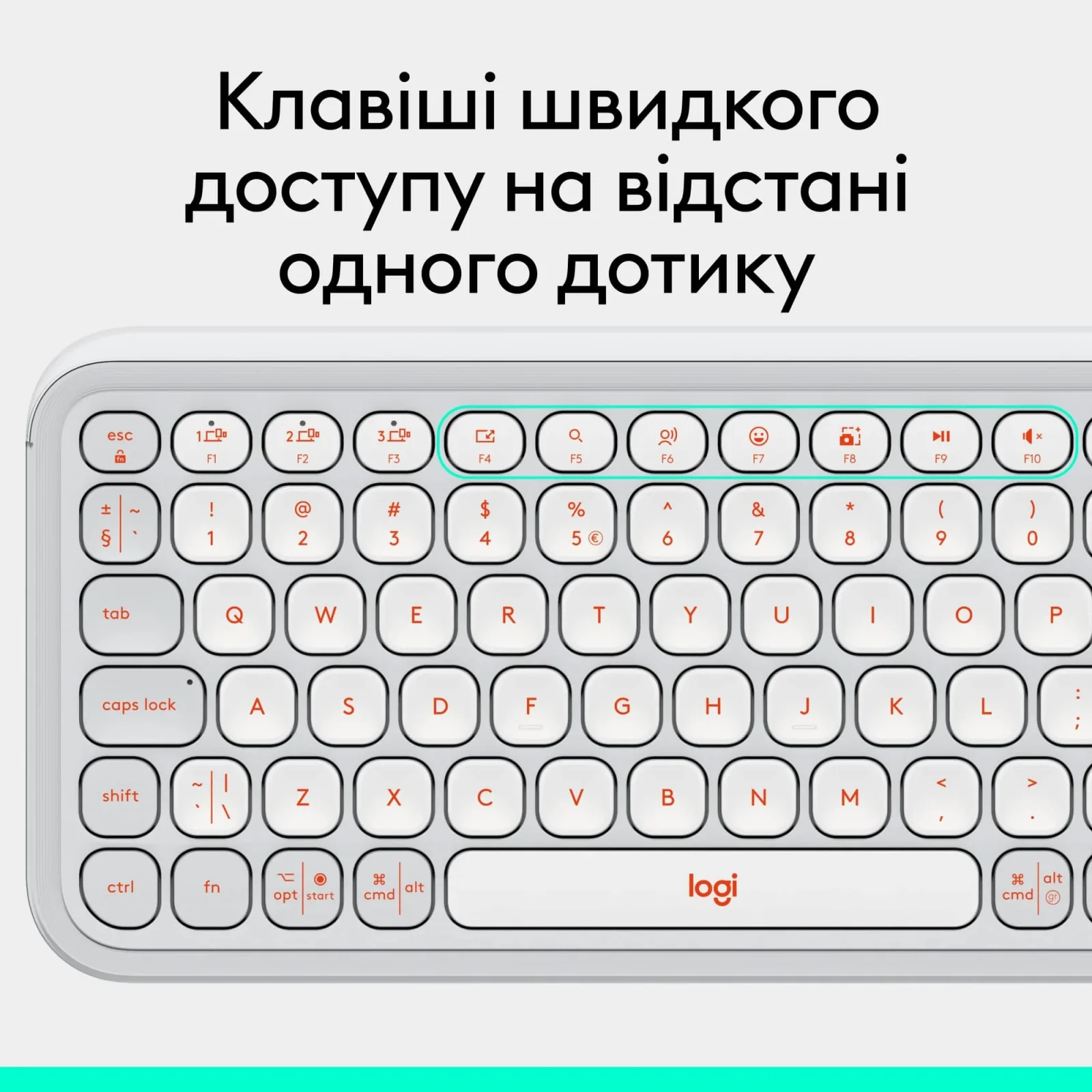 Клавиатура беспроводная Logitech Pop Icon Keys Off White (920-013072) UA