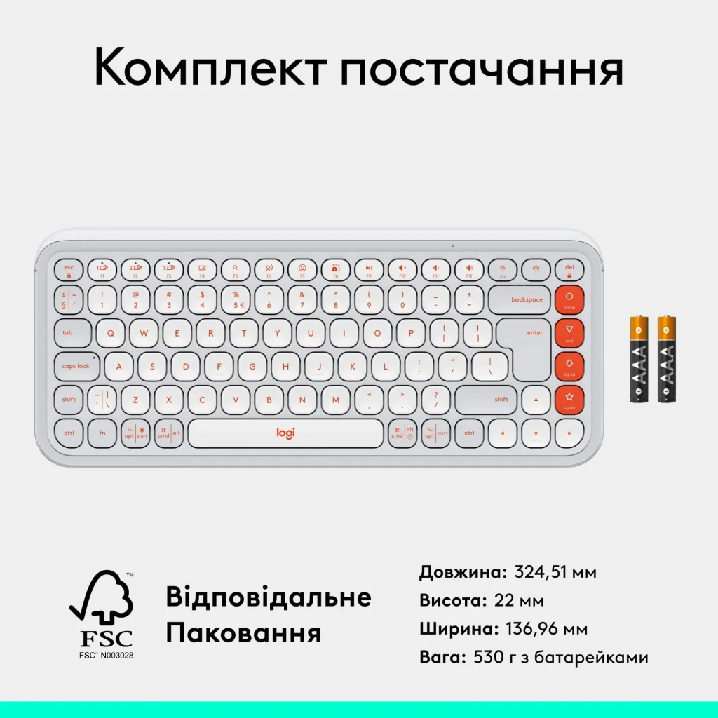 Клавиатура беспроводная Logitech Pop Icon Keys Off White (920-013072) UA