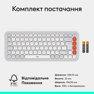 Клавиатура беспроводная Logitech Pop Icon Keys Off White (920-013072) UA