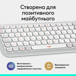 Клавиатура беспроводная Logitech Pop Icon Keys Off White (920-013072) UA