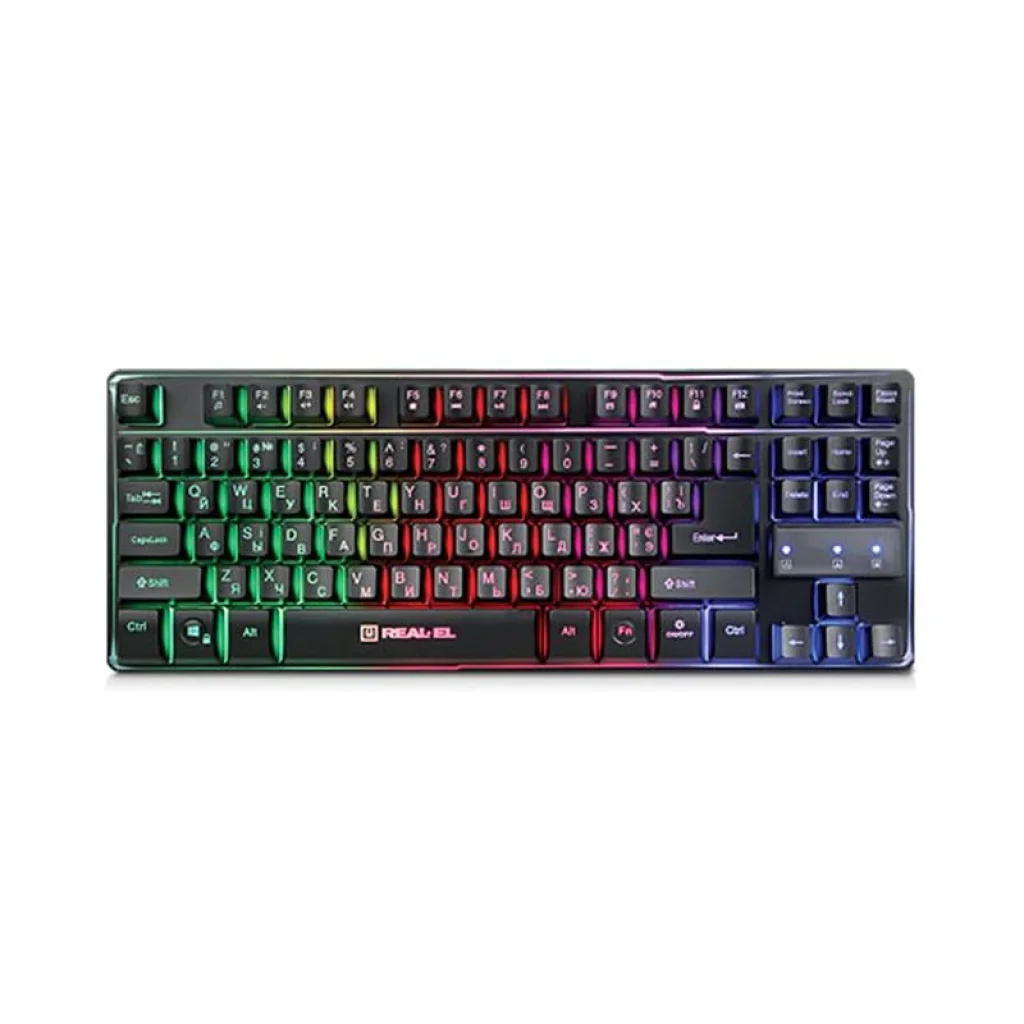 Клавіатура REAL-EL Gaming 8710 TKL Backlit USB чорний, EL123100030 UA
