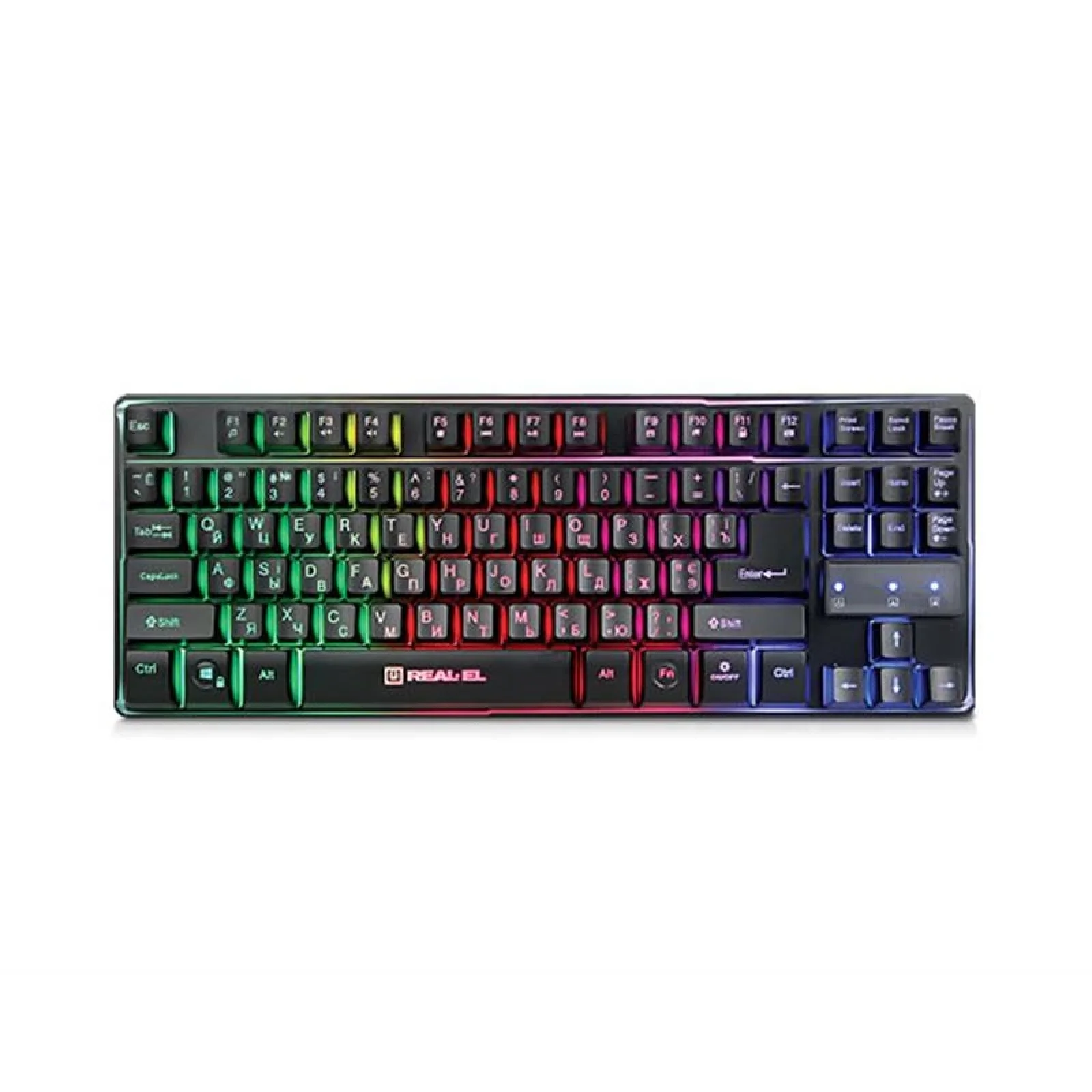 Клавіатура REAL-EL Gaming 8710 TKL Backlit USB чорний, EL123100030 UA
