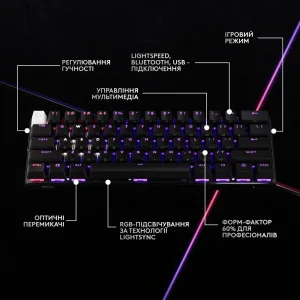 Клавіатура Logitech G PRO X 60 TKL GX Optical Black Tactile (920-011911) UA
