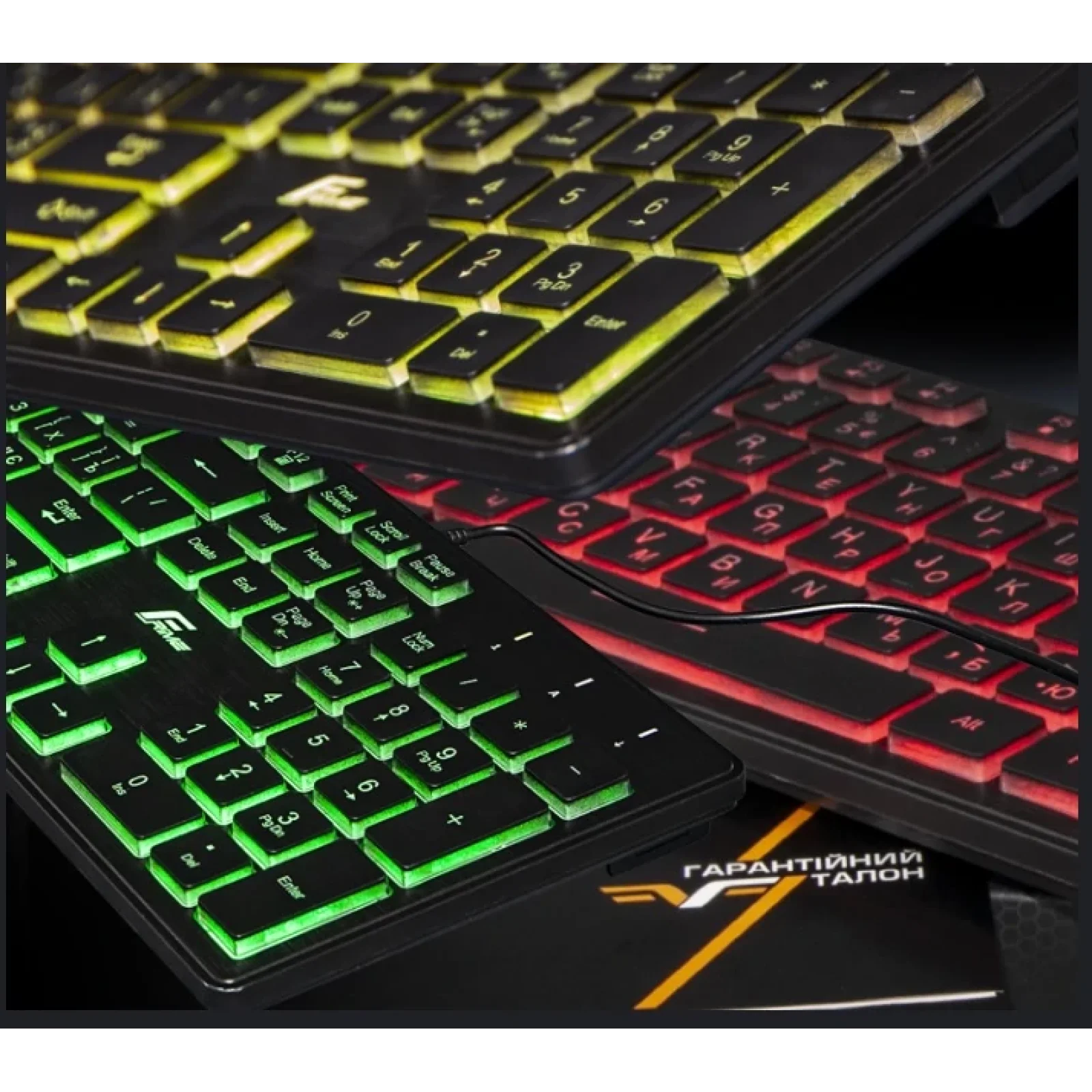 Клавиатура Frime Moonfox 3Color Black USB RUS/UKR (FLK18210) UA