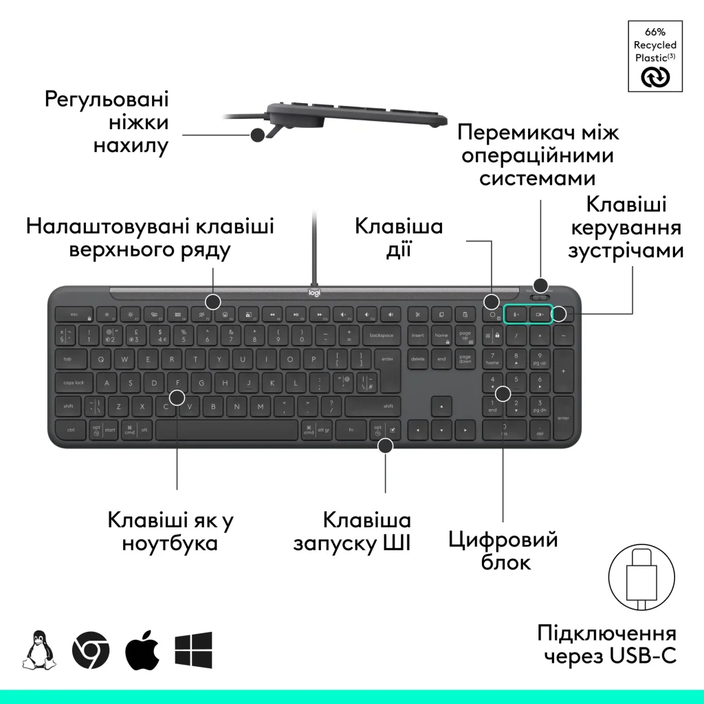 Клавіатура Logitech Signature Slim K620 for Business Graphite (920-013333) UA
