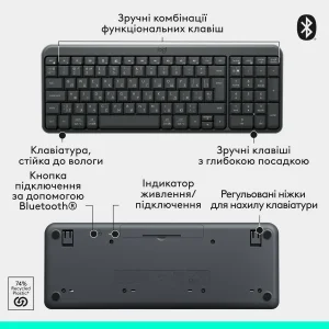 Клавiатура бездротова Logitech K250 Graphite (920-013822) UA