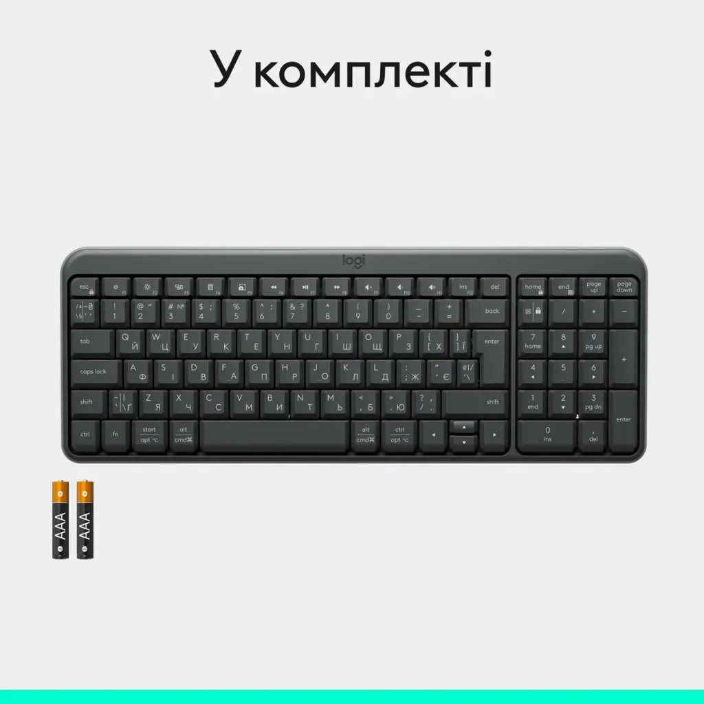 Клавiатура бездротова Logitech K250 Graphite (920-013822) UA