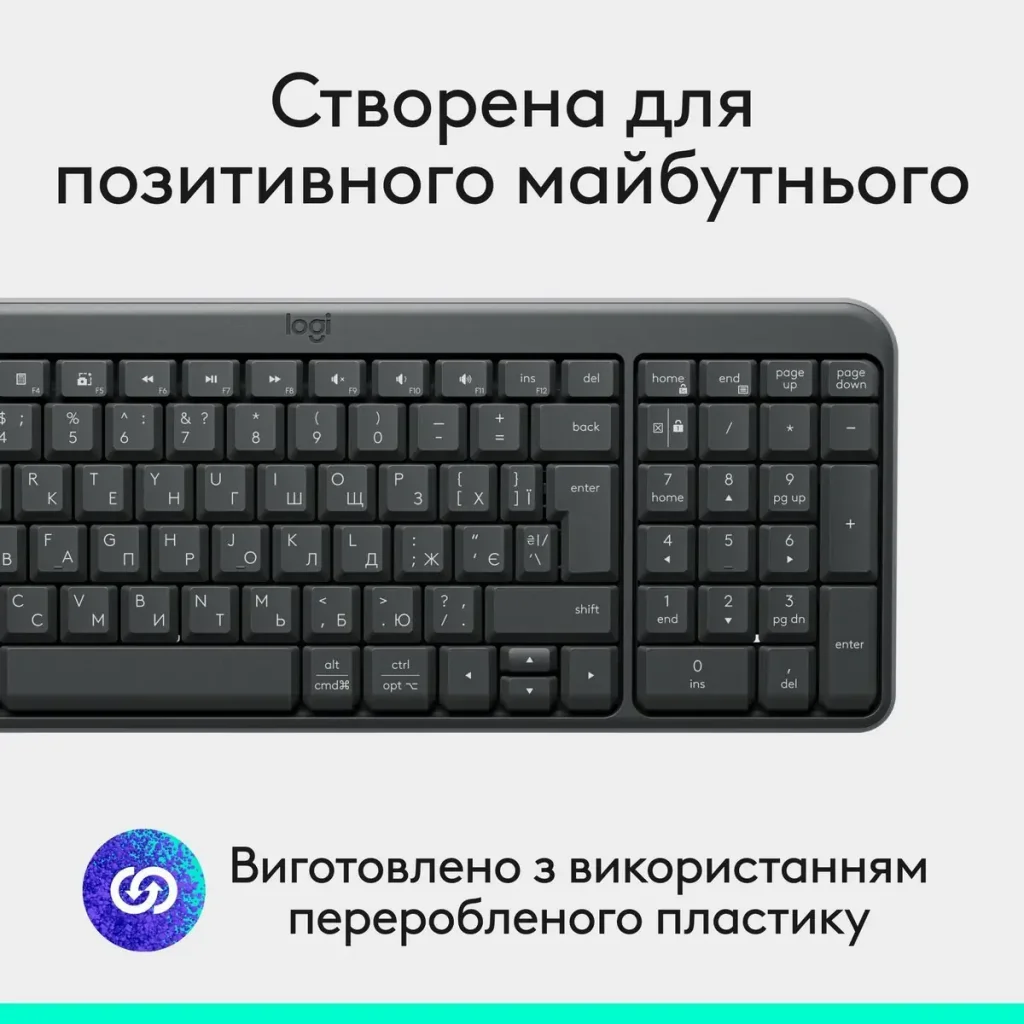 Клавiатура бездротова Logitech K250 Graphite (920-013822) UA