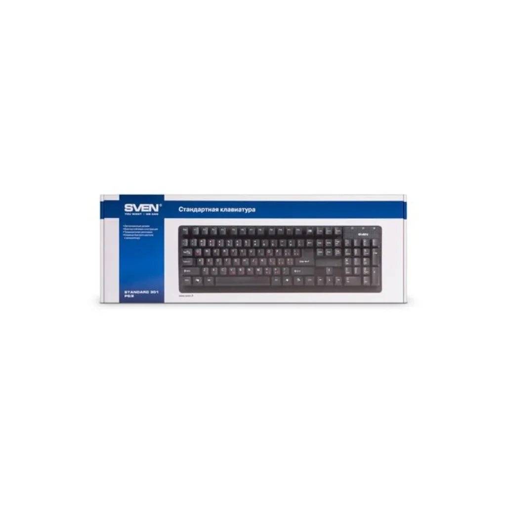 Клавіатура Sven 301 Standard Black USB+PS/2, 00600205 UA