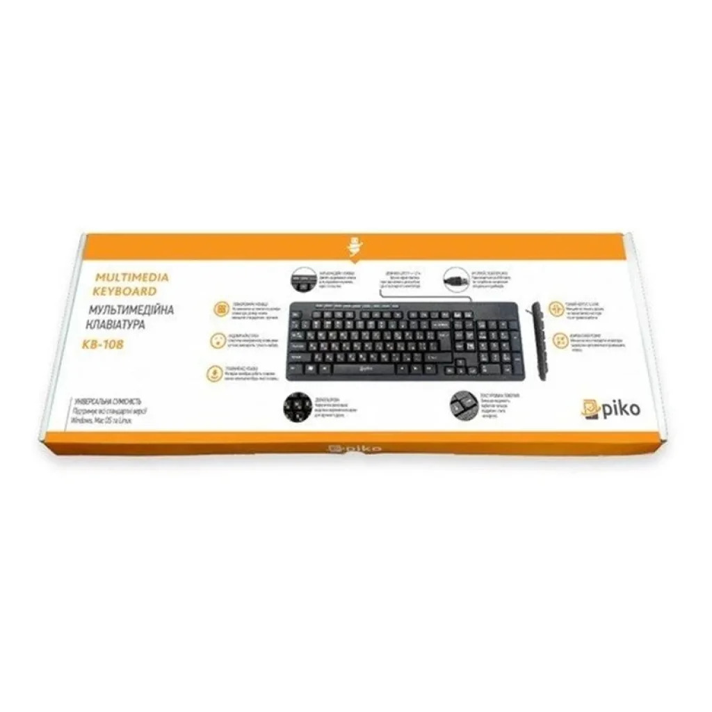 Клавіатура Piko KB-108 Black (1283126467103) USB UA