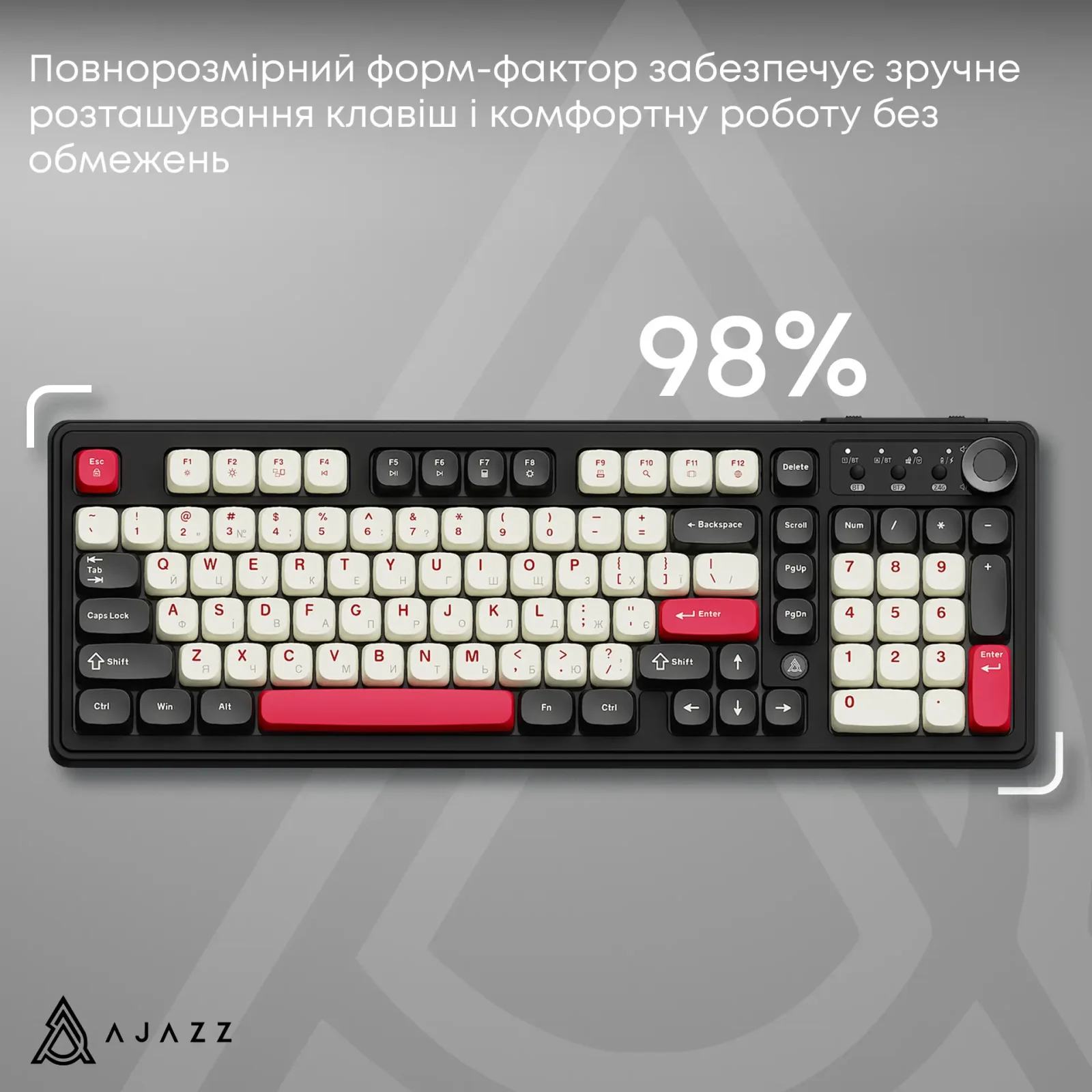 Клавиатура беспроводная Ajazz AF98 Plus Black Shark Red (AF98-PLUS-BSR) UA