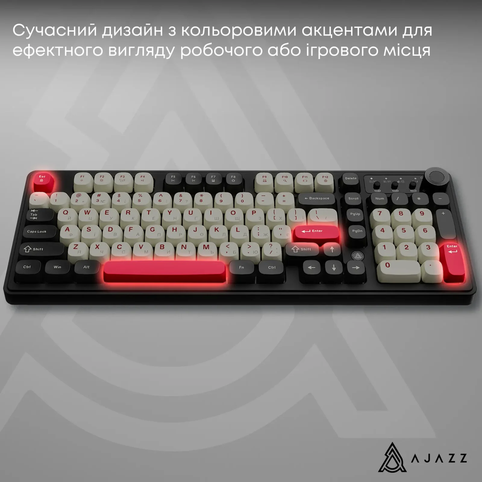 Клавиатура беспроводная Ajazz AF98 Plus Black Shark Red (AF98-PLUS-BSR) UA