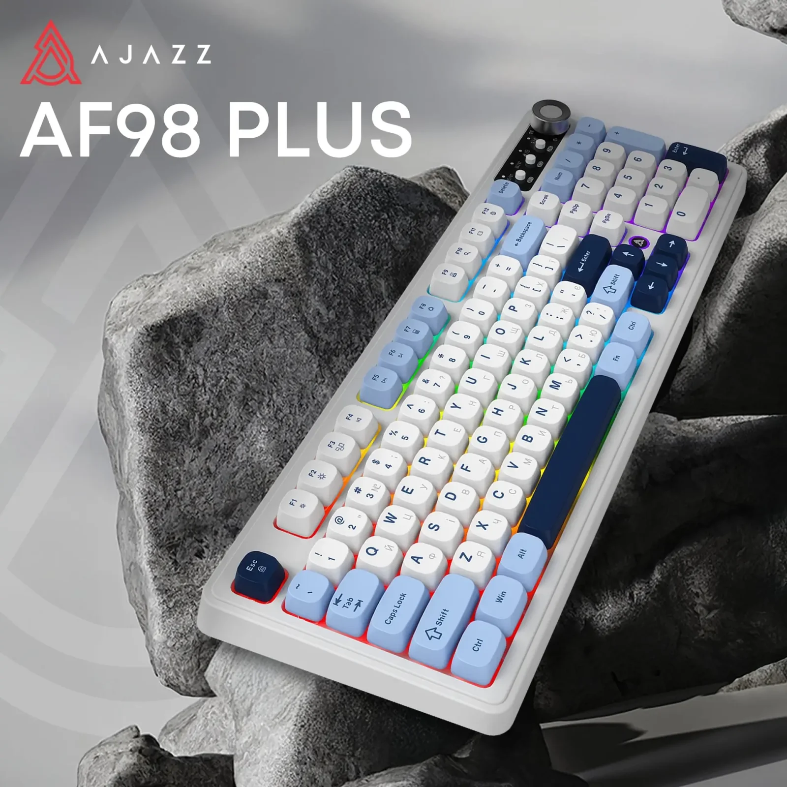 Клавіатура бездротова Ajazz AF98 Plus Glacier Blue (AF98-PLUS-GB) UA