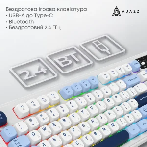 Клавіатура бездротова Ajazz AF98 Plus Glacier Blue (AF98-PLUS-GB) UA
