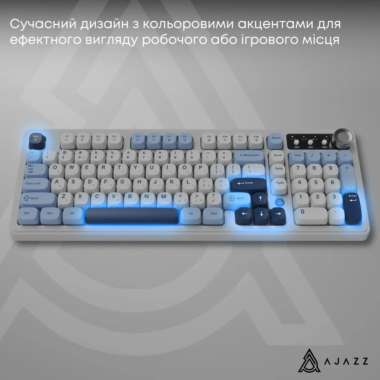 Клавіатура бездротова Ajazz AF98 Plus Glacier Blue (AF98-PLUS-GB) UA